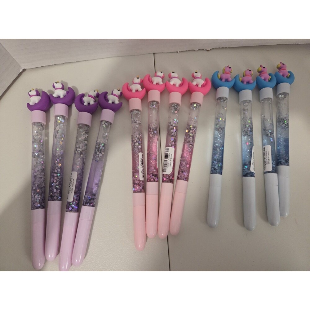 Lot of 12 Unicorn liquid Glitter Multicolor Gel Pens Set